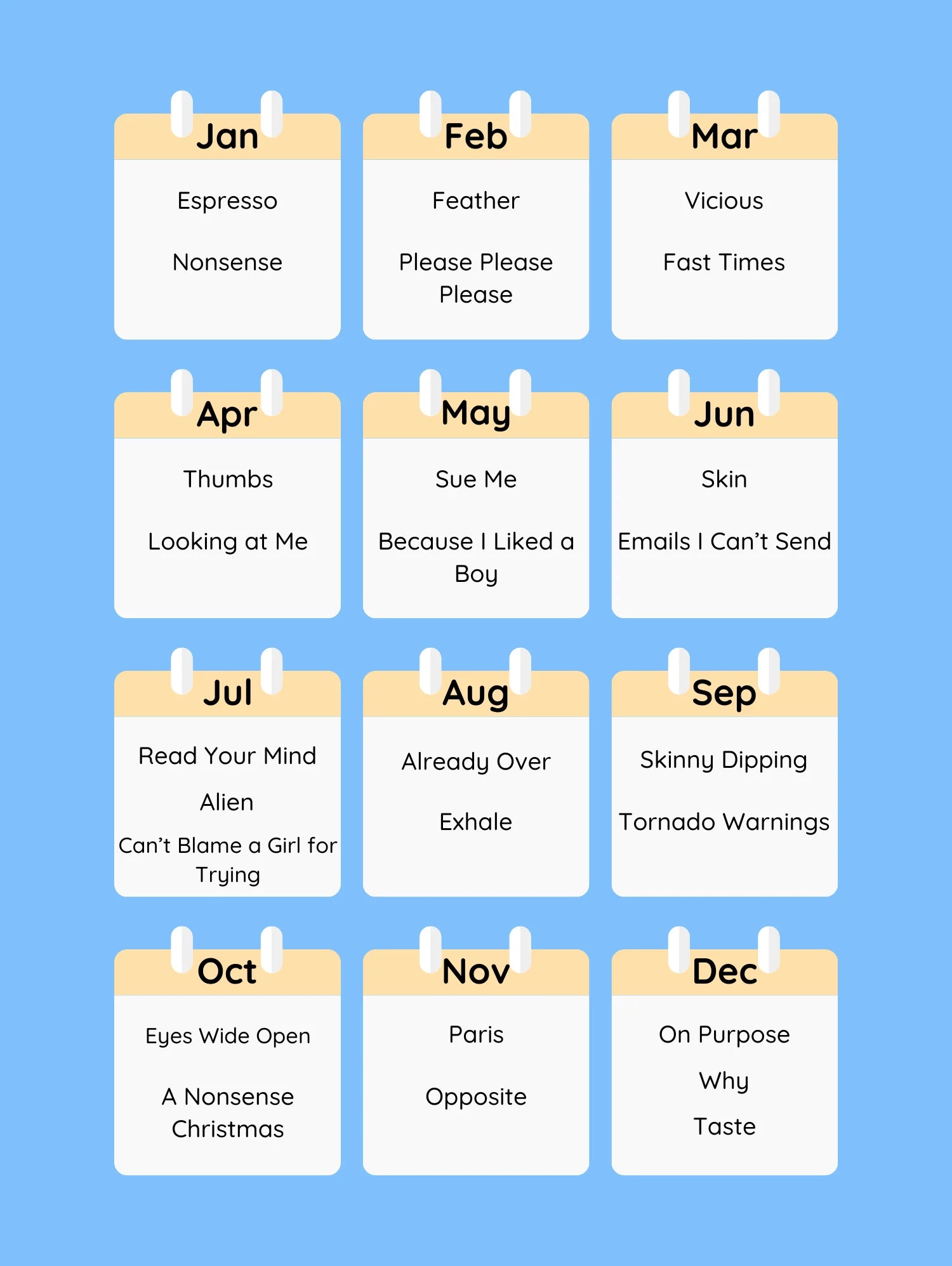 Musicute Piano Calendar
